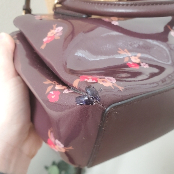 COACH F31395 SAGE CARRYALL Bag Handbag BOUQUET PRINT Purse Oxblood Maroon Small - Picture 10 of 15